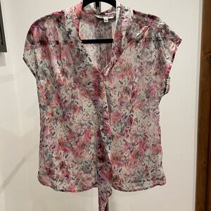 Liverpool multi color sheer ruffle top